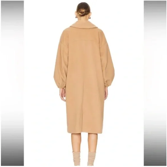 NWT For Love And Lemons Sadie Fleece Coat Long Tan Brown Fall - Picture 2 of 16